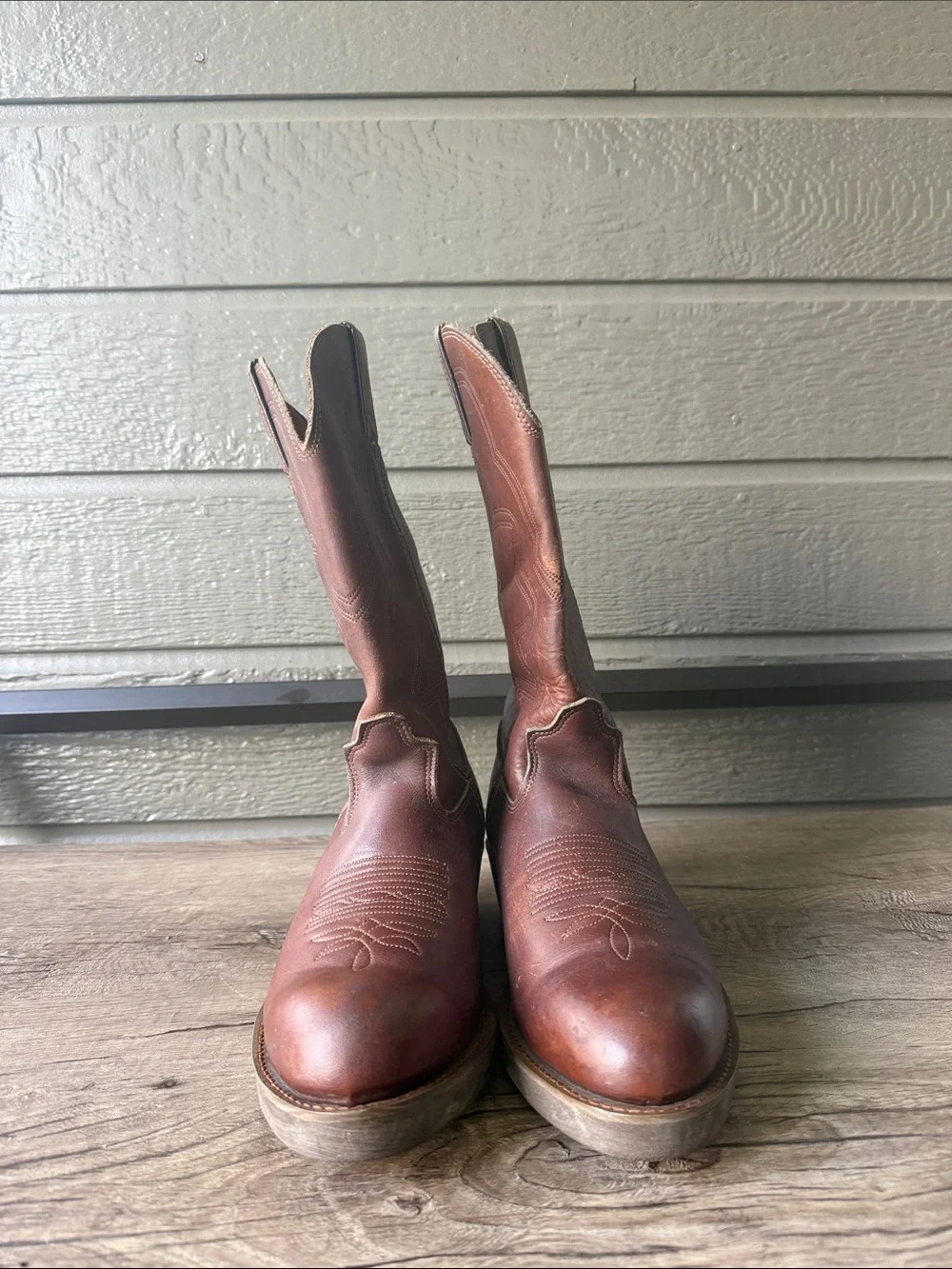 Durango Men’s Brown Leather Western Pull-On Boots Made in USA size 7 EE